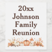 ファミリー懇親会秋秋感謝祭招待状 ワインラベル (シングルラベル)