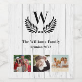 ファミリー懇親会素朴な木写真モノグラム ワインラベル (シングルラベル)