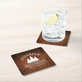 ファミリー懇親会素朴パインツリーズウッドプリント スクエアペーパーコースター (インサイチュ)