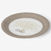 ファミリー懇親会素朴ブラウンステッチブルラップ ペーパープレート (アングル)