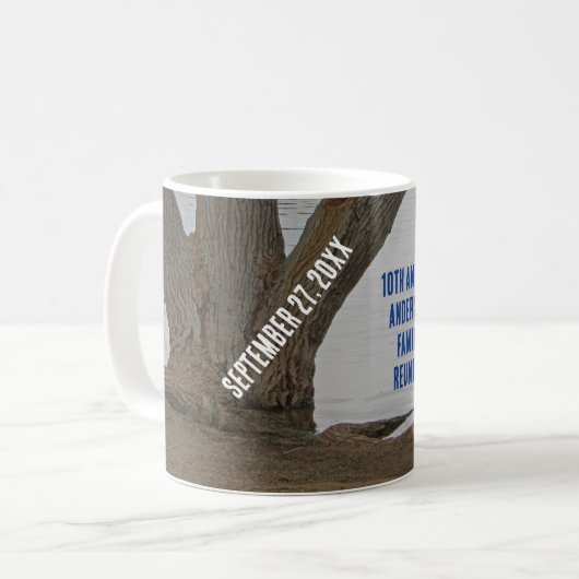 ファミリー懇親会素朴レイクハウスアニュアルバケーション コーヒーマグカップ (正面左)