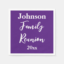 ファミリー懇親会紫とホワイトネーム年テンプレート スタンダードカクテルナプキン