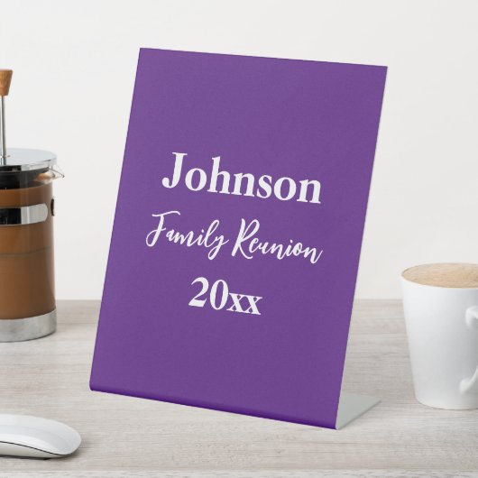 ファミリー懇親会紫とホワイトネーム年テンプレート 台座サイン (インサイチュ)