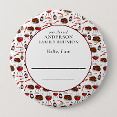 ファミリー懇親会紹介バーベキューパターン 缶バッジ (正面)