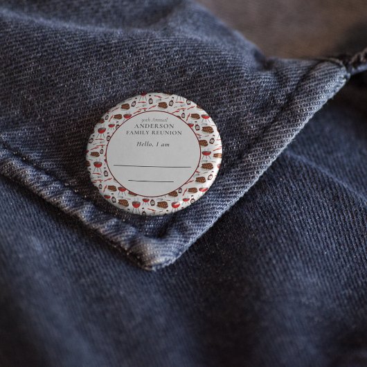 ファミリー懇親会紹介バーベキューパターン 缶バッジ