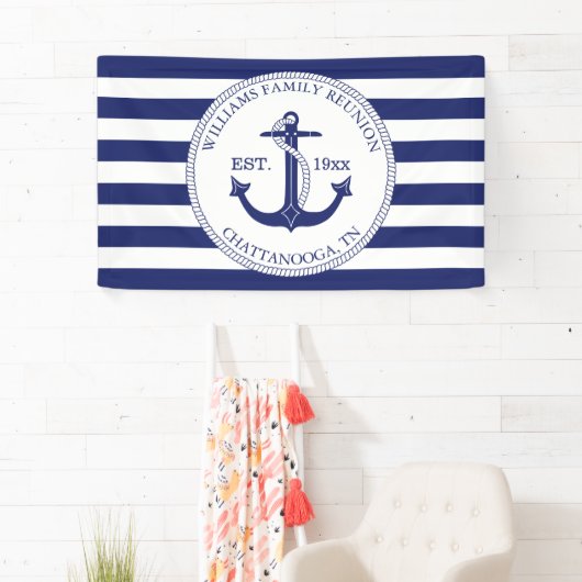 ファミリー懇親会航海のいかりモノグラストライプのム 横断幕 (インサイチュ)