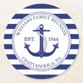 ファミリー懇親会航海のいかりモノグラム ラウンドペーパーコースター (正面)