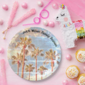 ファミリー懇親会色あせたヴィンテージフォトパームツリー ペーパープレート (パーティー)