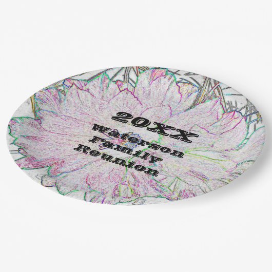 ファミリー懇親会芸術的フラワースケッチ大イベント ペーパープレート (アングル)