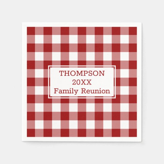 ファミリー懇親会赤と白バッファローチェックパーティー スタンダードカクテルナプキン (正面)
