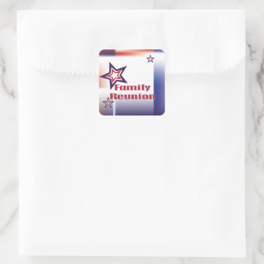 ファミリー懇親会赤と青の星デザイン スクエアシール (バッグ)