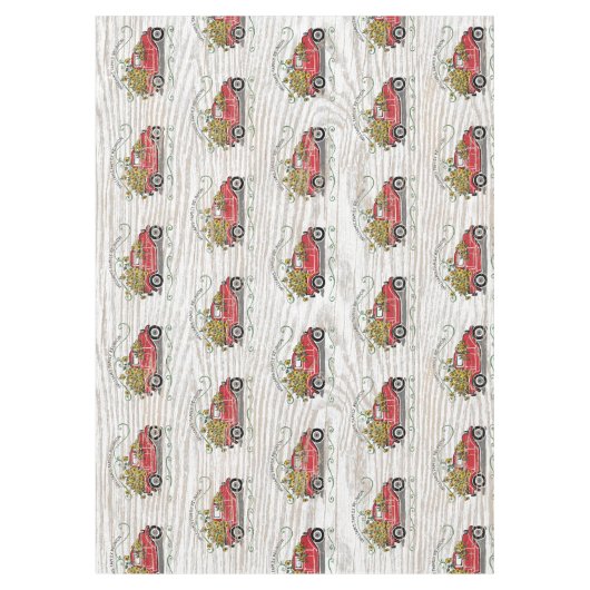 ファミリー懇親会赤ヴィンテージトラックイエローサンフラワー テーブルクロス (正面)