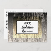 ファミリー懇親会金ゴールドとシルバーストライプ招待状 ポストカード (正面/裏面)