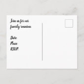 ファミリー懇親会金ゴールドとシルバーストライプ招待状 ポストカード (裏面)