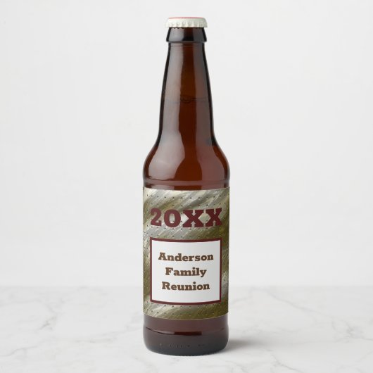 ファミリー懇親会金ゴールドシルヴストライプ抽象芸術キープサケ ビールラベル (正面)