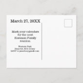 ファミリー懇親会金ゴールドブラックモノグラムE招待状 ポストカード (裏面)