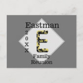 ファミリー懇親会金ゴールドブラックモノグラムE招待状 ポストカード (正面)