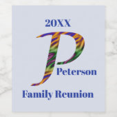 ファミリー懇親会鮮やかなネクタイ染料レターペナルトモノグラム ワインラベル (シングルラベル)