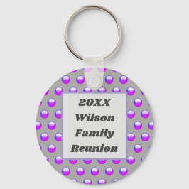 ファミリー懇親会鮮やかパープル水玉模様キープサケ キーホルダー