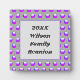 ファミリー懇親会鮮やかパープル水玉模様 フォトプラーク