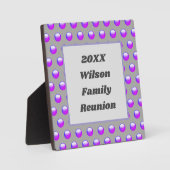 ファミリー懇親会鮮やかパープル水玉模様 フォトプラーク (正面)