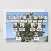 ファミリー懇親会3世代の花付き木 招待状 (正面)