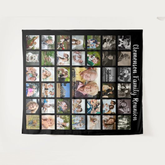 ファミリー懇親会39フォトコラージッパーソナライズされたク タペストリー (正面(横))