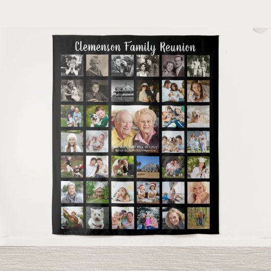 ファミリー懇親会39フォトコラージッパーソナライズされたク タペストリー (正面)