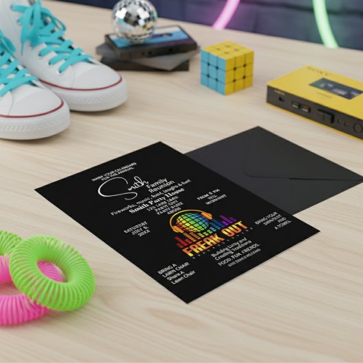 ファミリー懇親会80ズフリークアウト招待状 招待状