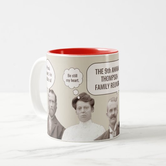 ファミリー懇親会 | おもしろいアンティークフォトカスタム ツートーンマグカップ (正面左)