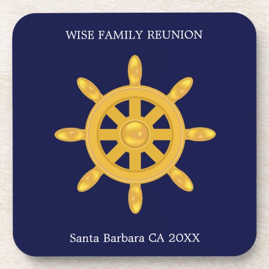 ファミリー懇親会&ゴールデンシップWheel on Navy Blue C コースター (正面)