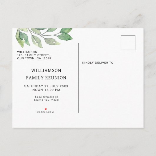 ファミリー懇親会 モダン インビテーションポストカード (裏面)