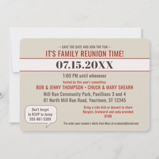 ファミリー懇親会 | 先祖撮おもしろい影 招待状 (裏面)