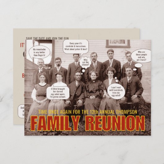 ファミリー懇親会 |古おもしろいい写真 ポストカード (正面/裏面)