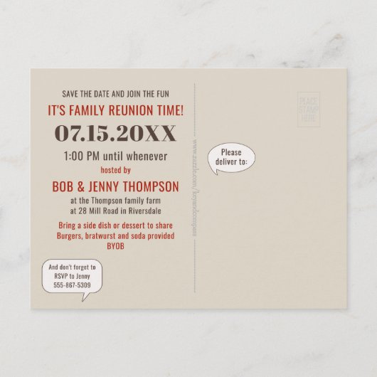 ファミリー懇親会 |古おもしろいい写真 ポストカード (裏面)