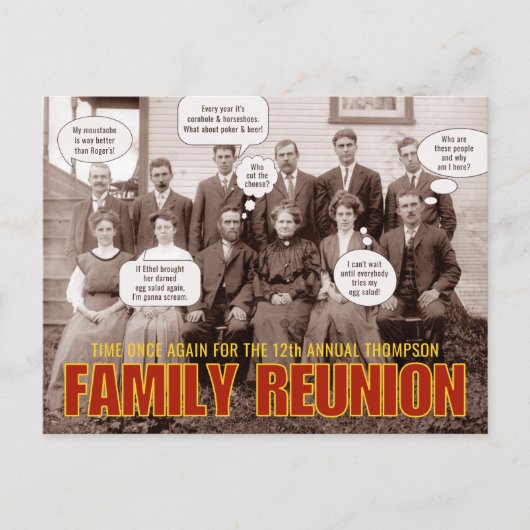 ファミリー懇親会 |古おもしろいい写真 ポストカード (正面)