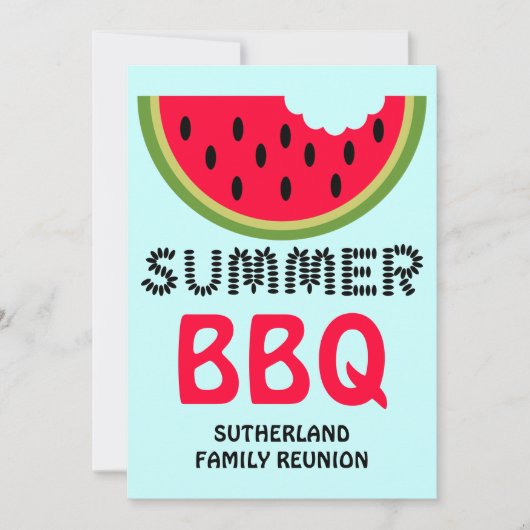 ファミリー懇親会BBQスイカと種子 招待状 (正面)
