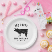 ファミリー懇親会BBQディナーパーティーカスタムヴィンテージ牛 ペーパープレート (パーティー)
