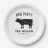 ファミリー懇親会BBQディナーパーティーカスタムヴィンテージ牛 ペーパープレート (正面)