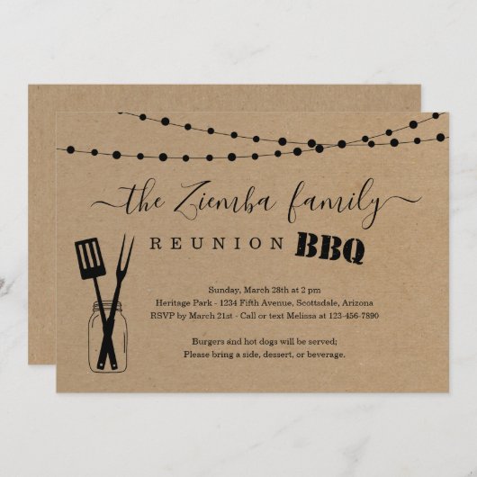 ファミリー懇親会BBQ招待状 招待状 (正面/裏面)