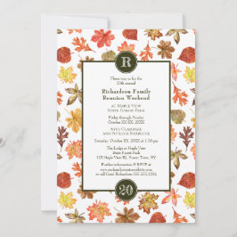 ファミリー懇親会potluck BBQ紅葉モノグラム 招待状