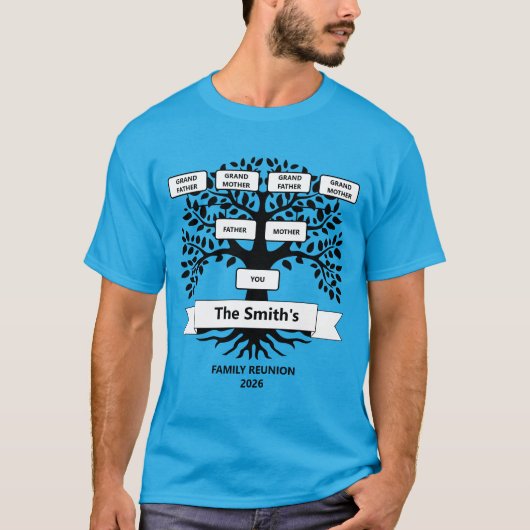 ファミリー懇親会Tシャツとカスタムファミリーツリー Tシャツ (正面)