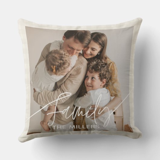 ファミリー文字オーバーレイbohoクラッシー装飾用クッション クッション (裏面)