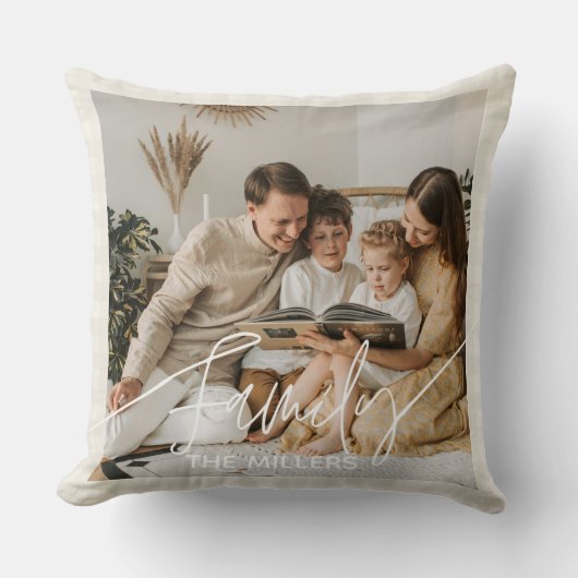 ファミリー文字オーバーレイbohoクラッシー装飾用クッション クッション (正面)