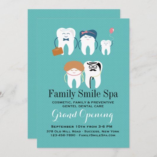 ファミリー歯科事務所開設のお知らせ 案内状 (正面/裏面)