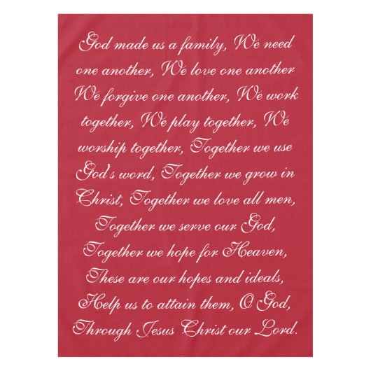 ファミリー祈りの言葉 テーブルクロス (正面)