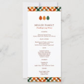 ファミリー秋感謝祭ディナーメニューカード (正面)