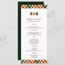 ファミリー秋感謝祭ディナーメニューカード