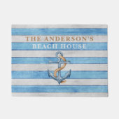 ファミリー素朴いかりビーチハウス航海のストライプ ドアマット (正面)