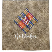 ファミリー素朴イニシャル&ネーム、バモノグラムのラップ シャワーカーテン (正面)